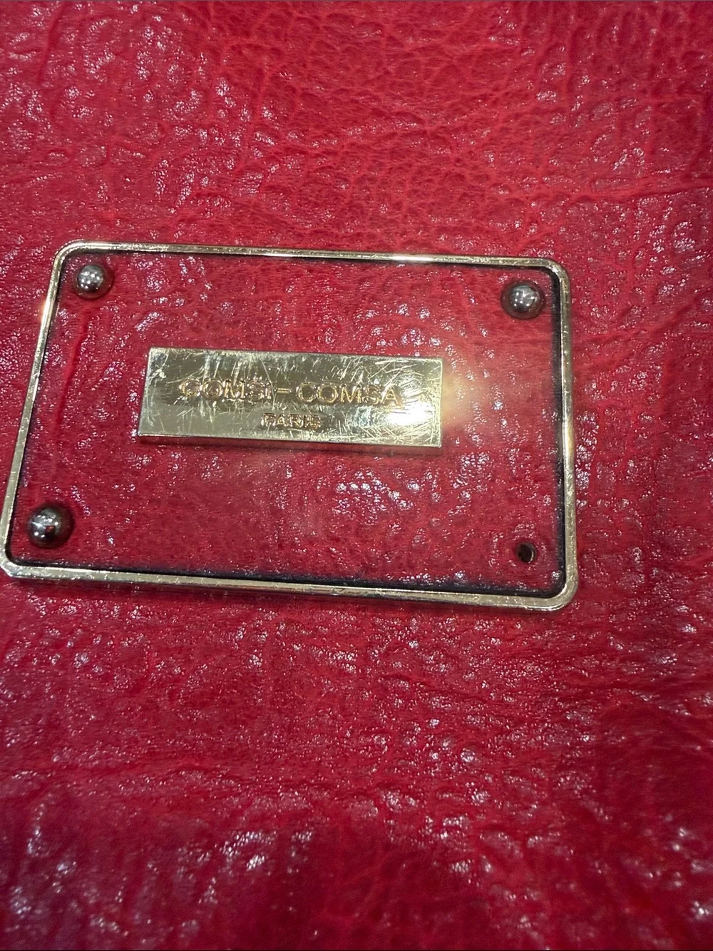 Red Studded Leather-Look Shoulder Bag